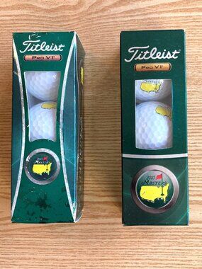 Titleist Pro V1 2010 & 2011 Masters Golf Ball Sleeves 6 Balls Total NEW READ